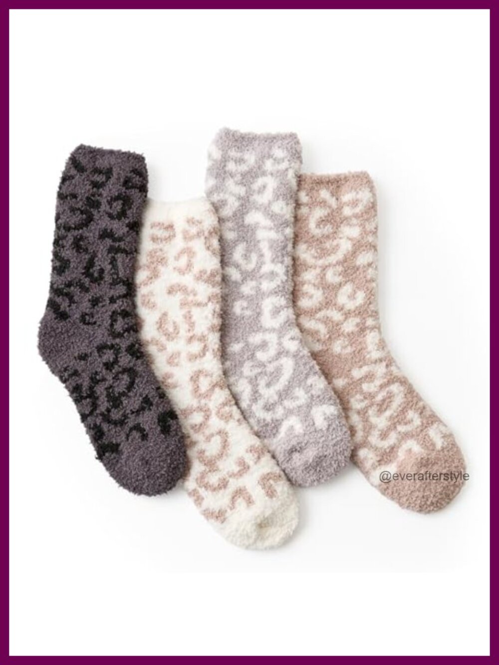 Super Soft Cozy Warm Fuzzy Slipper Socks Set - 4 Pairs, Microfiber